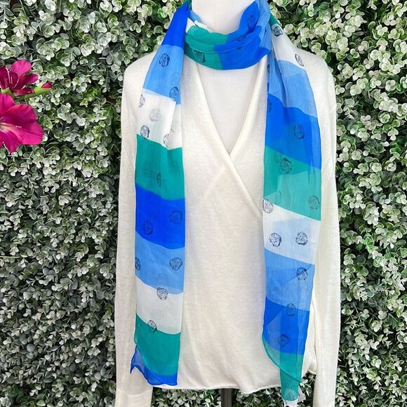 Kensie Coastal Ocean Seashell Sheer Scarf NWT - Picture 3 of 14